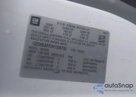 2017 Chevrolet Express 2500 Work Van из США, поврежденный, VIN 1GCWGAFF2H1335709